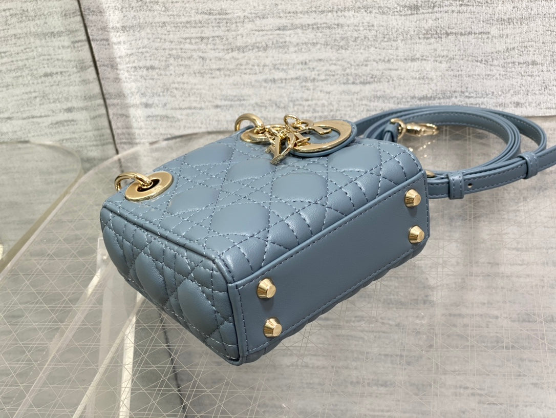 Luxury Diormicro lady 12 raf blue lambskin ghw