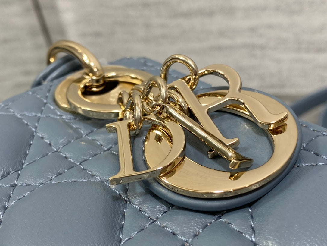 Luxury Diormicro lady 12 raf blue lambskin ghw