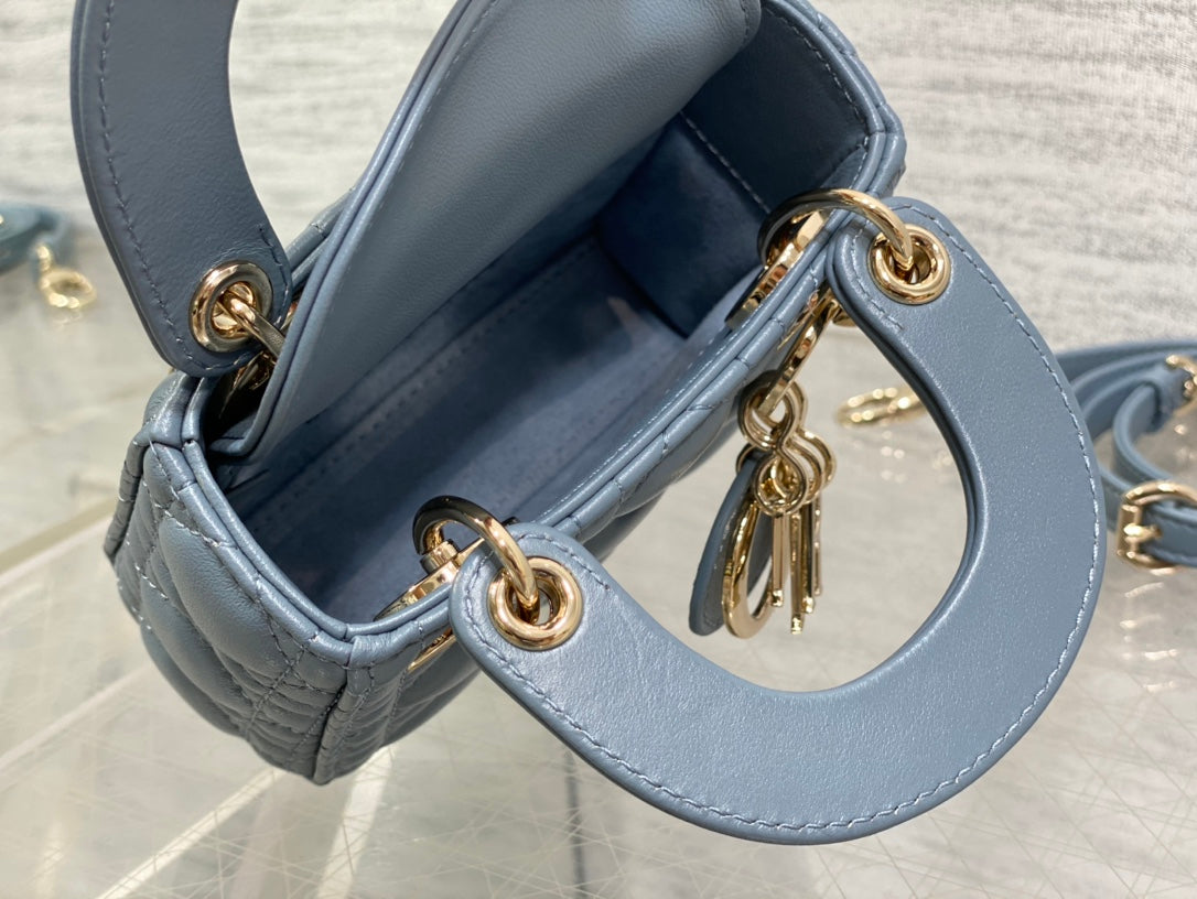 Luxury Diormicro lady 12 raf blue lambskin ghw
