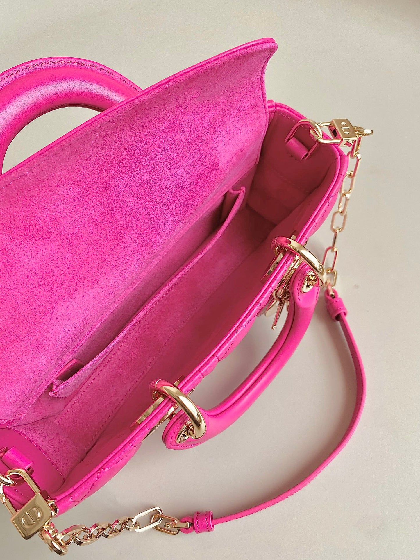 Luxury DiorD-JOY BAG 22 IN HOT PINK LAMBSKIN
