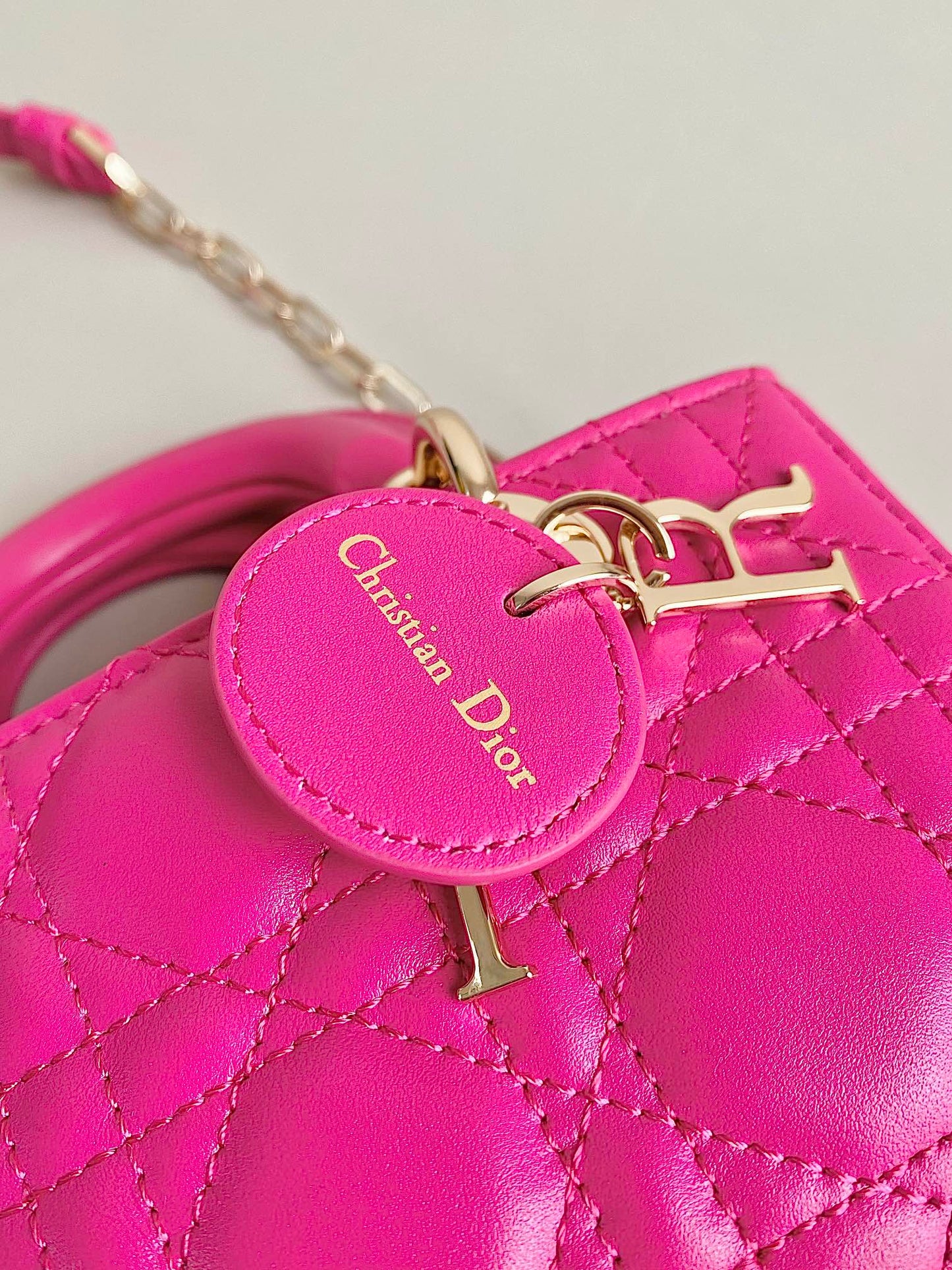 Luxury DiorMINI D-JOY BAG 17 IN HOT PINK LAMBSKIN