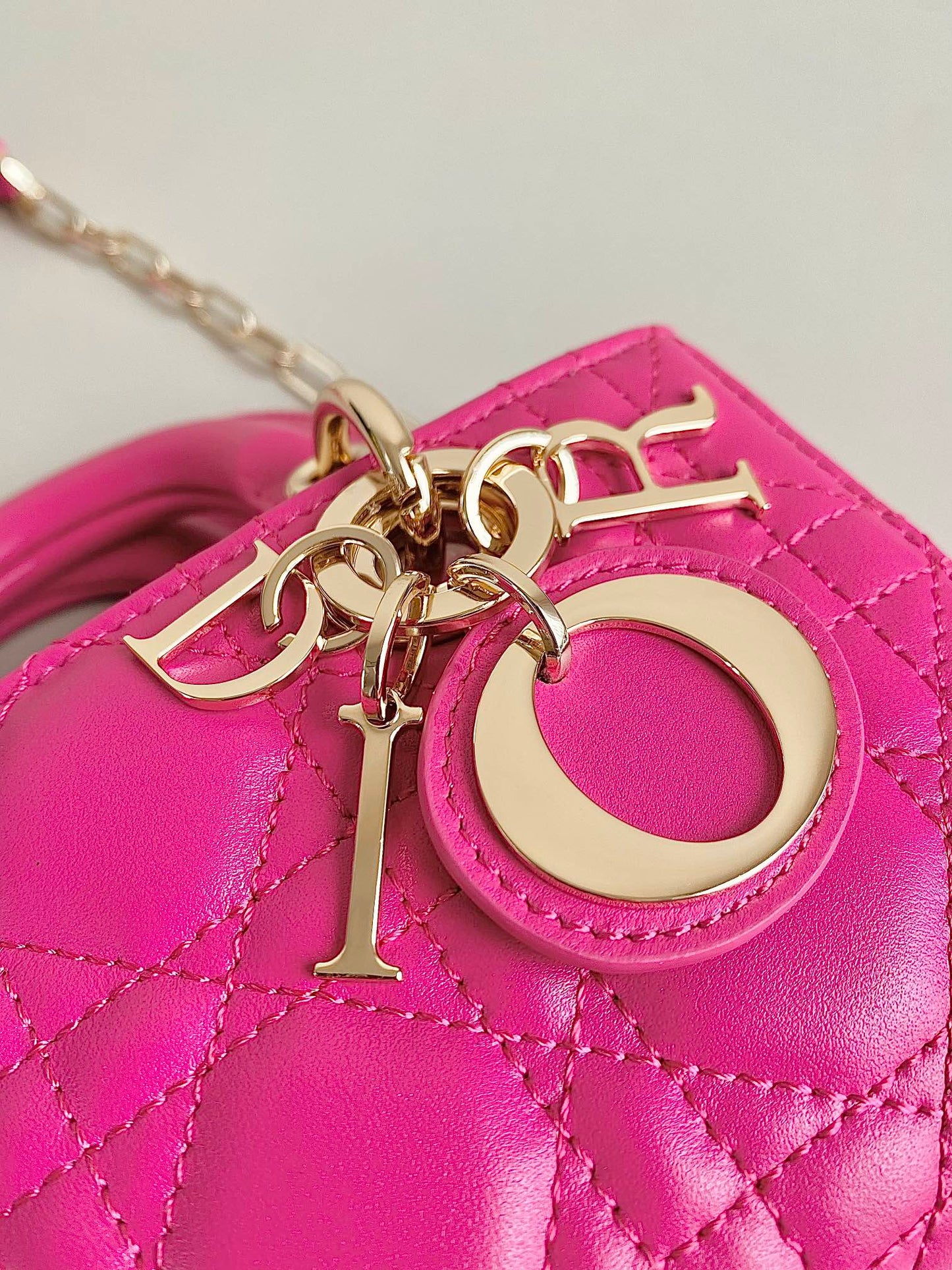 Luxury DiorMINI D-JOY BAG 17 IN HOT PINK LAMBSKIN