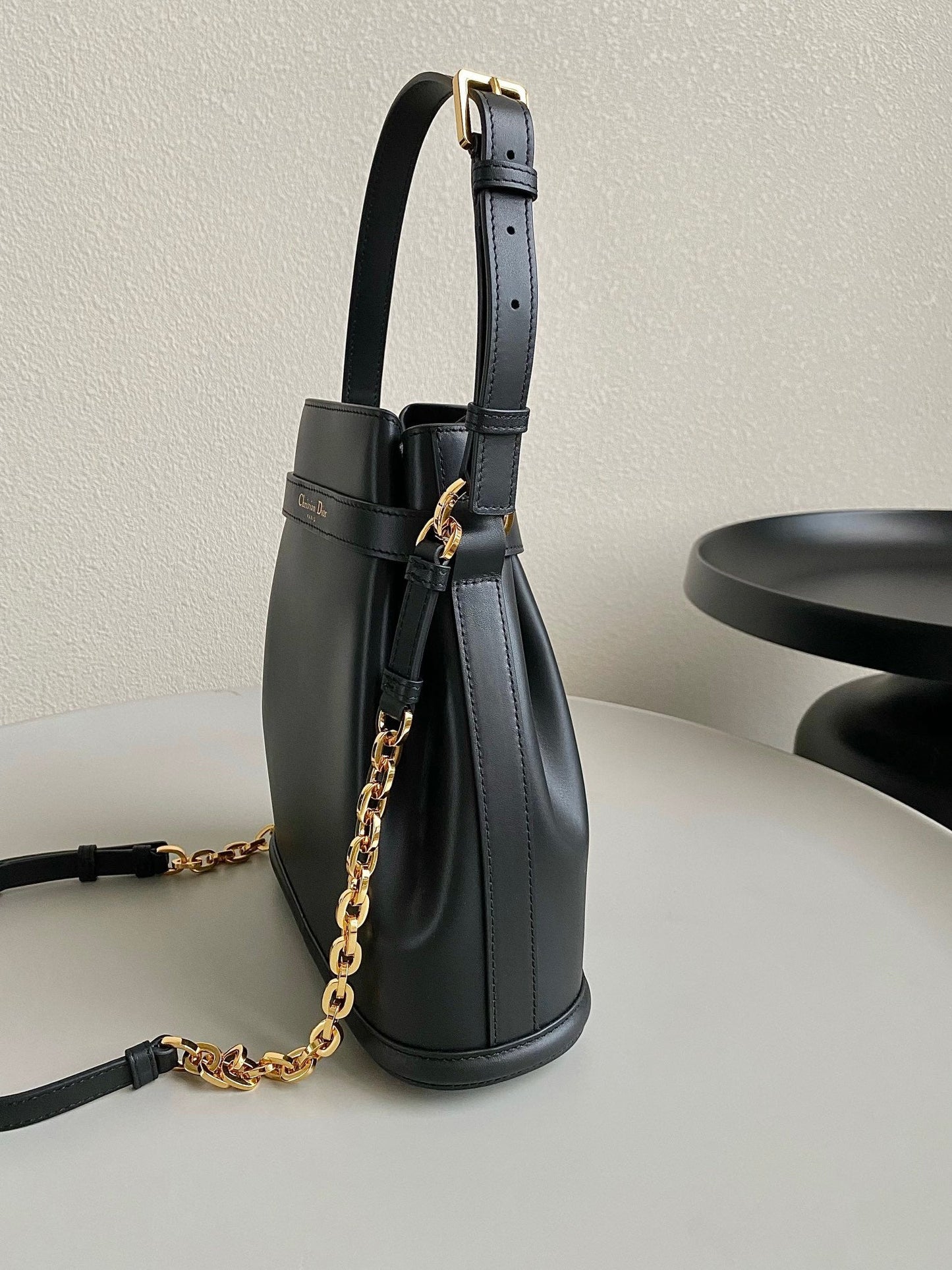 Luxury DiorMEDIUM C'EST 24 IN BLACK CD-EMBOSSED CALFSKIN