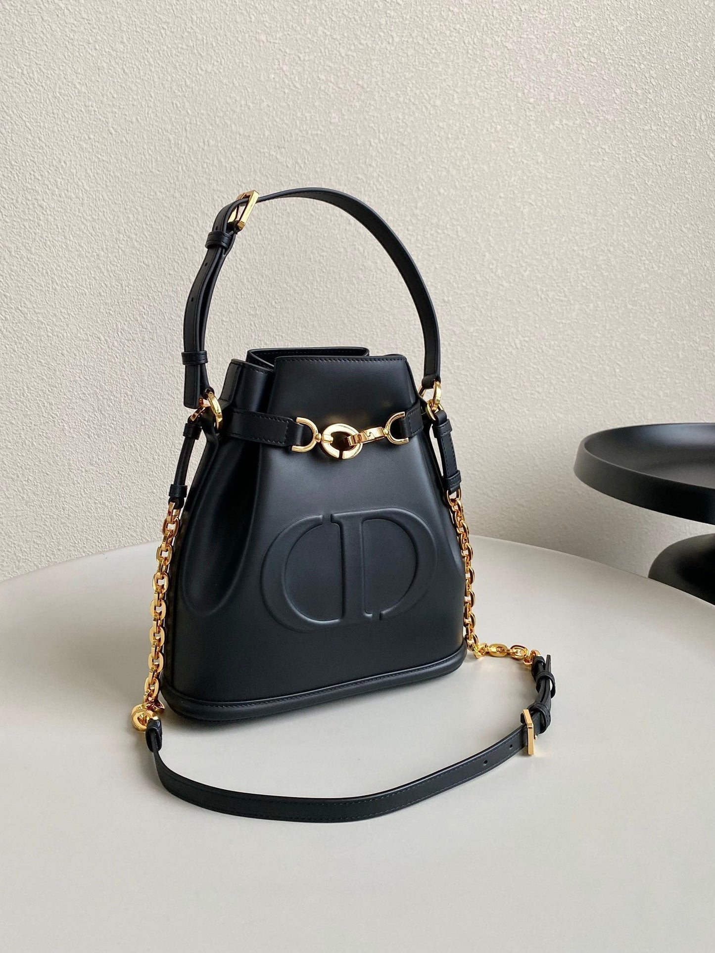 Luxury DiorMEDIUM C'EST 24 IN BLACK CD-EMBOSSED CALFSKIN