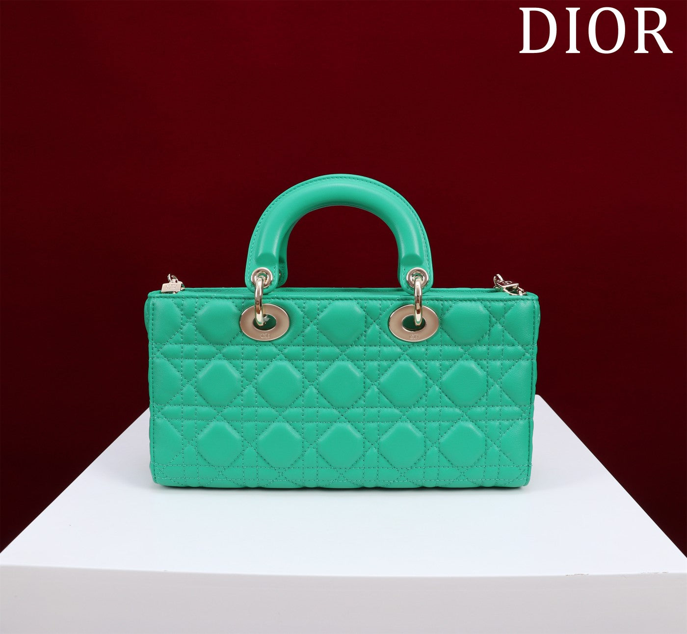 Luxury Diormedium lady d-joy 26 jade green lambskin