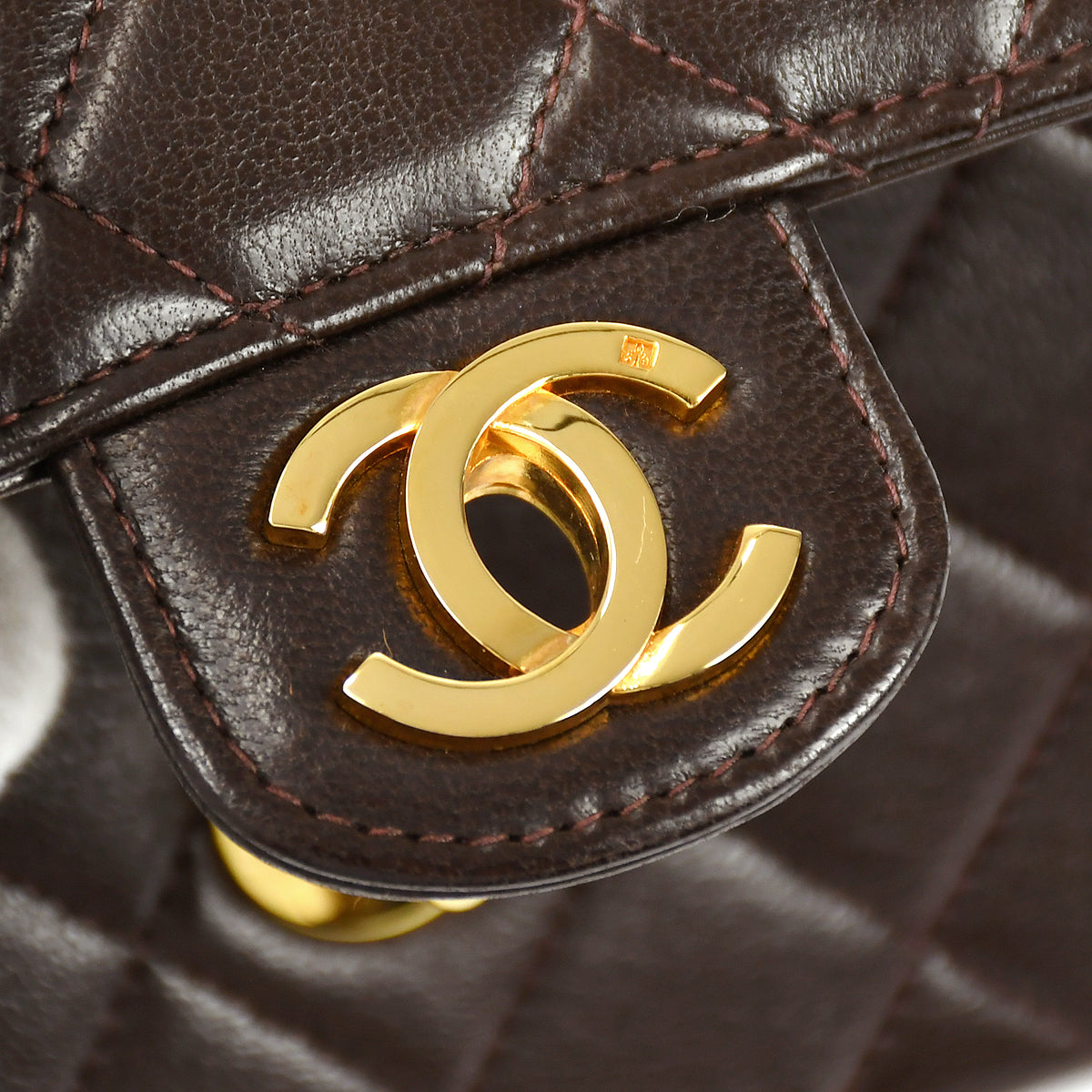 CHANEL 1994 Classic Flap Handbag Micro Brown Lambskin 68064