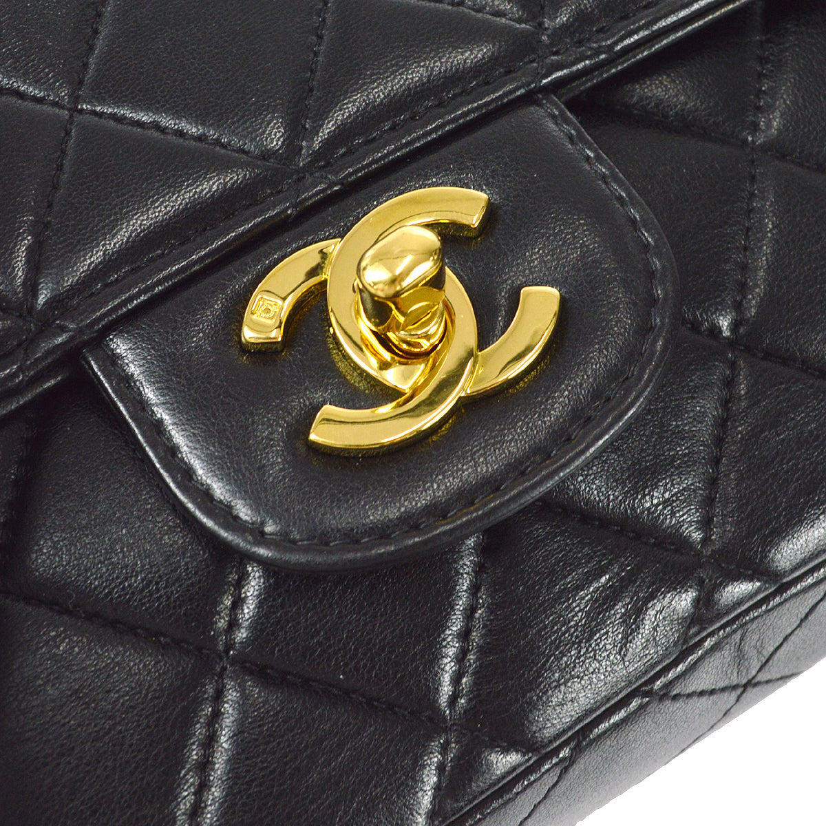 CHANEL 1994-1996 Classic Flap Handbag Medium Black Lambskin 97372