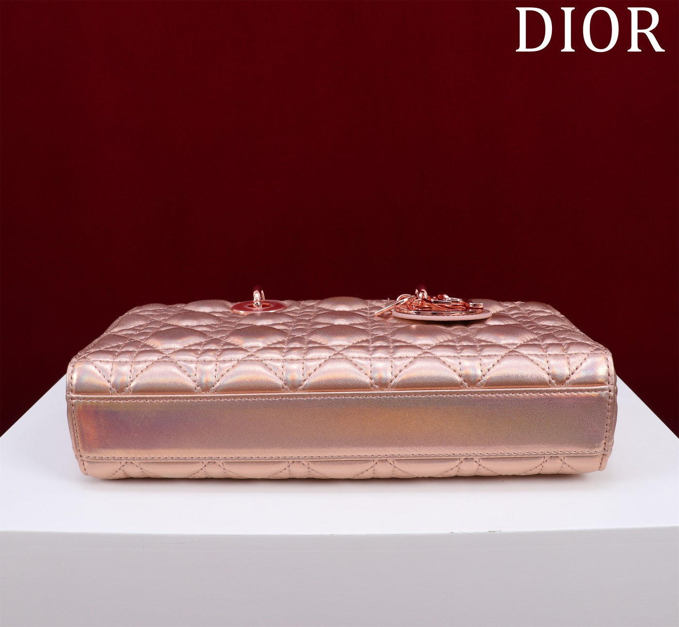 Luxury Diormedium lady d-joy 26 rose metalic lambskin
