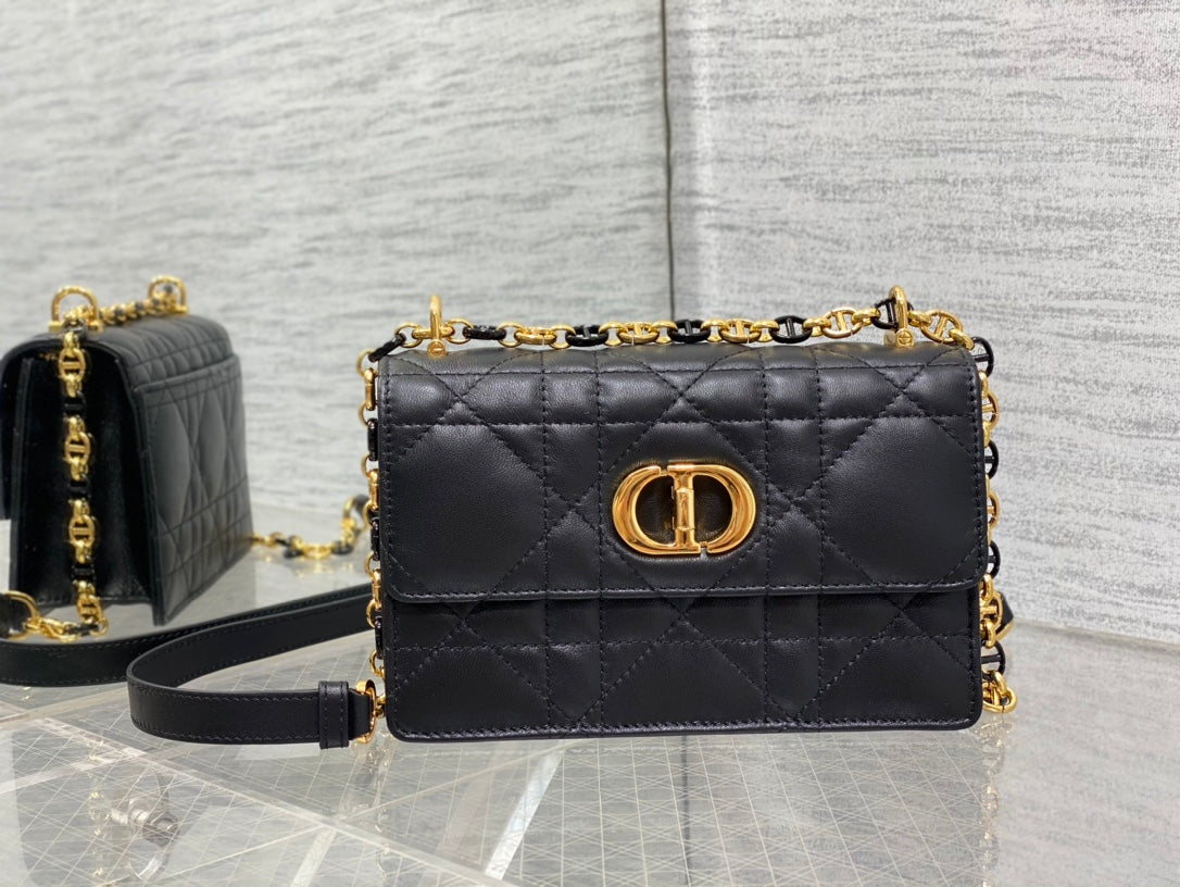 Luxury Diormiss caro mini 18 black calfskin