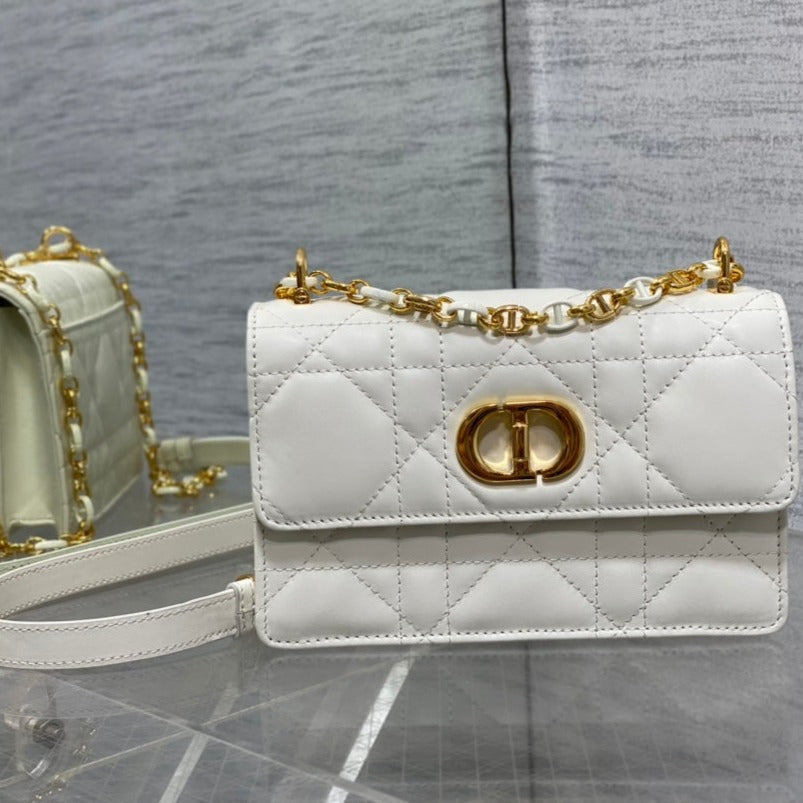 Luxury Diormiss caro mini 18 white calfskin