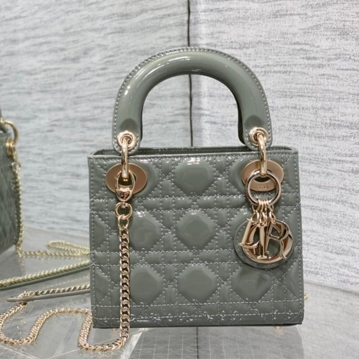 Luxury Diormini lady 17 rock gray patent calfskin