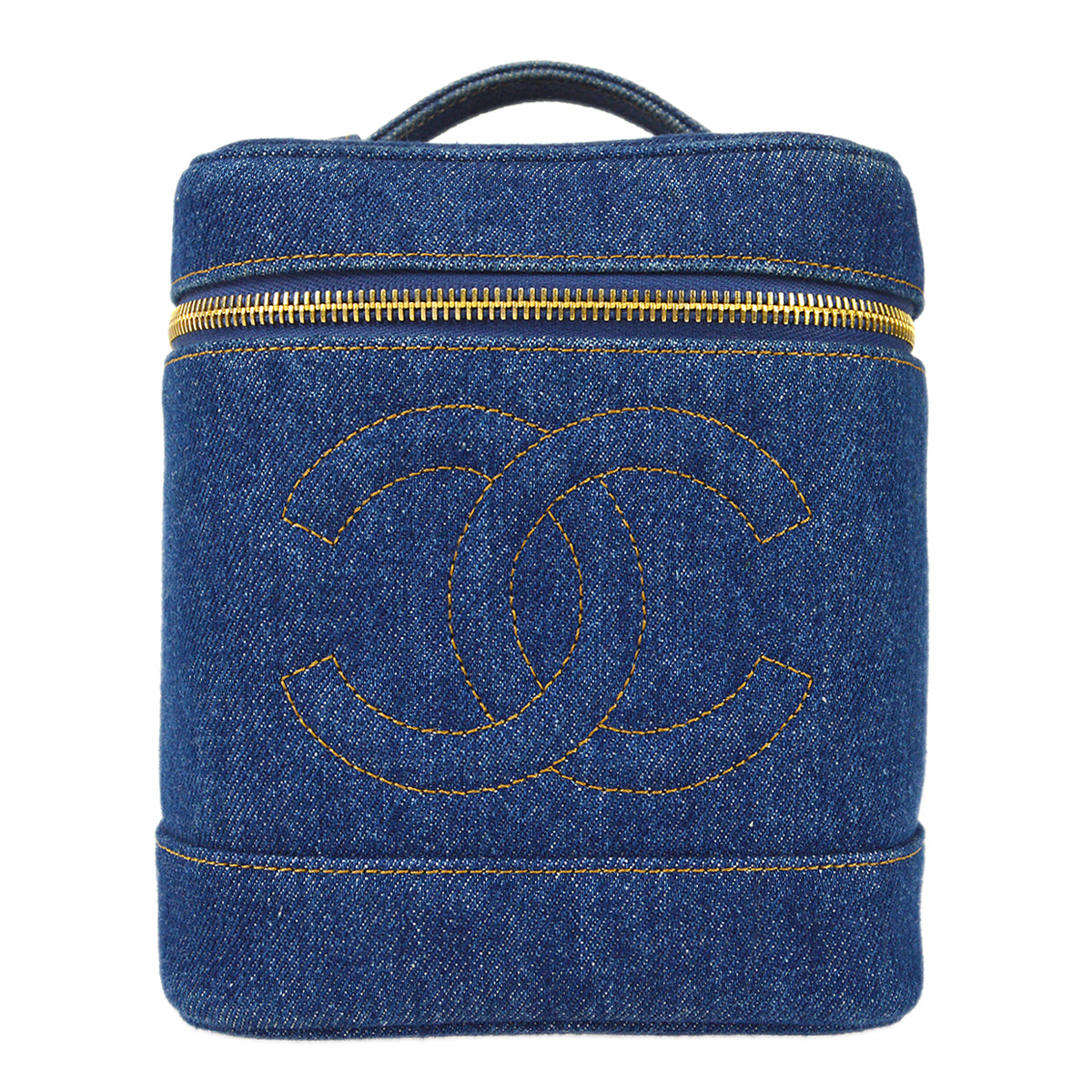 Luxury Chanel Vanity Handbag Indigo Denim 68881