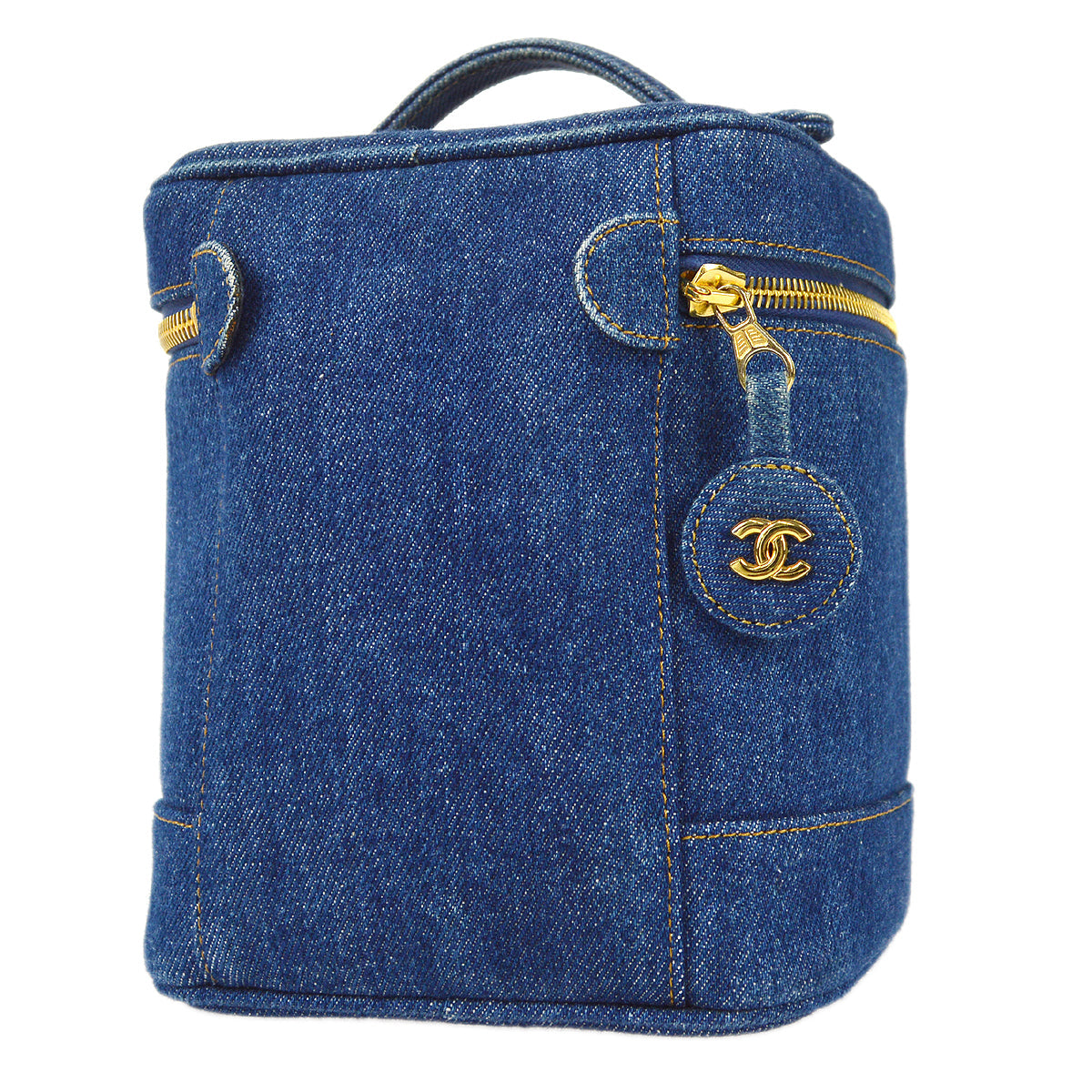 Luxury Chanel Vanity Handbag Indigo Denim 68881
