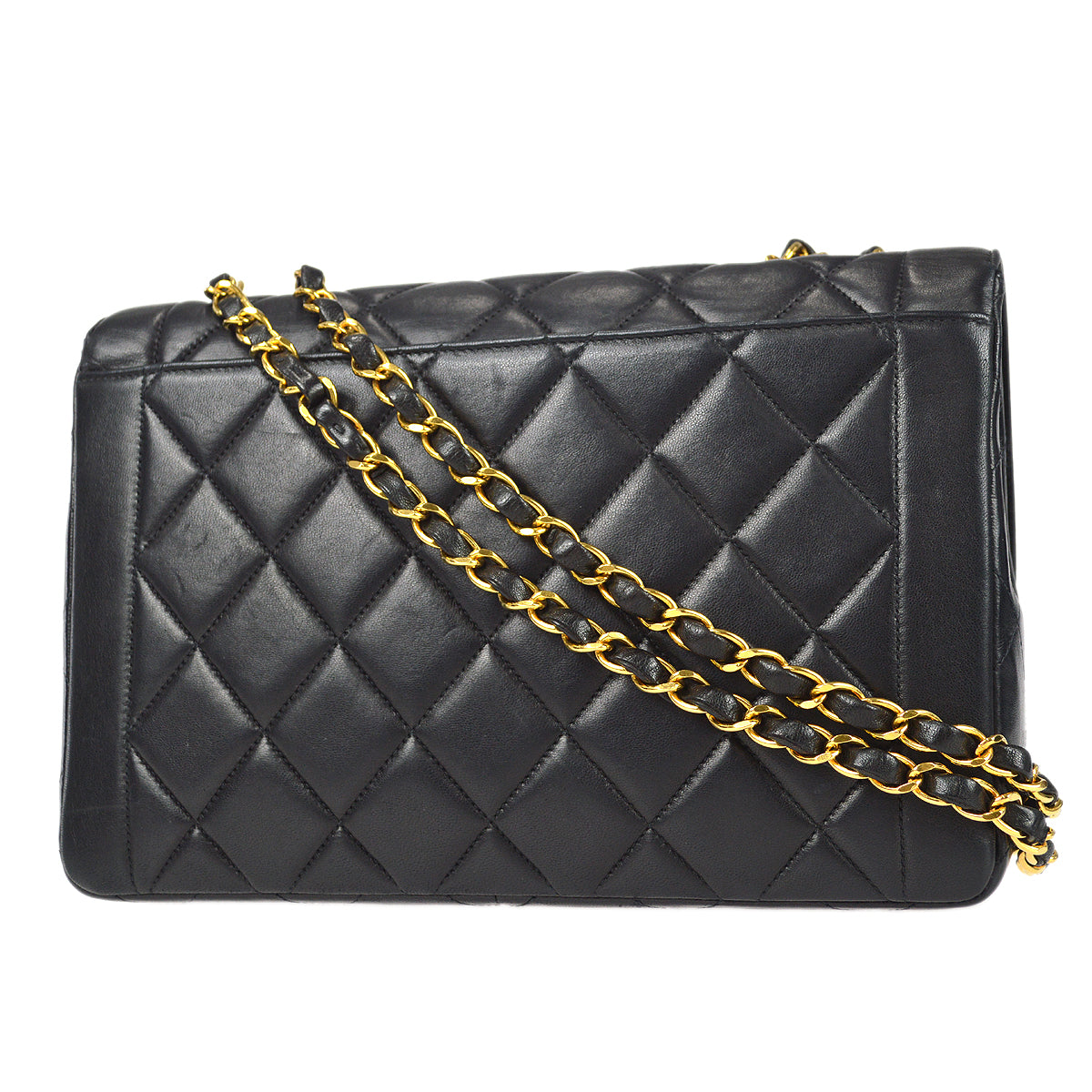 CHANEL Classic Flap Double Chain Shoulder Bag Black Lambskin 68886