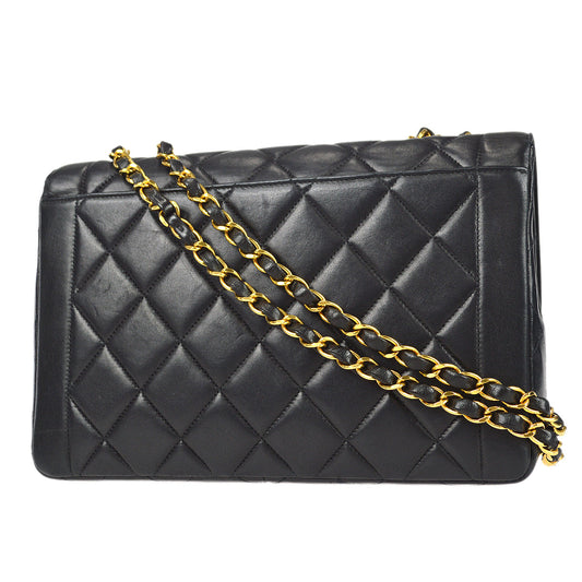 CHANEL Classic Flap Double Chain Shoulder Bag Black Lambskin 68886