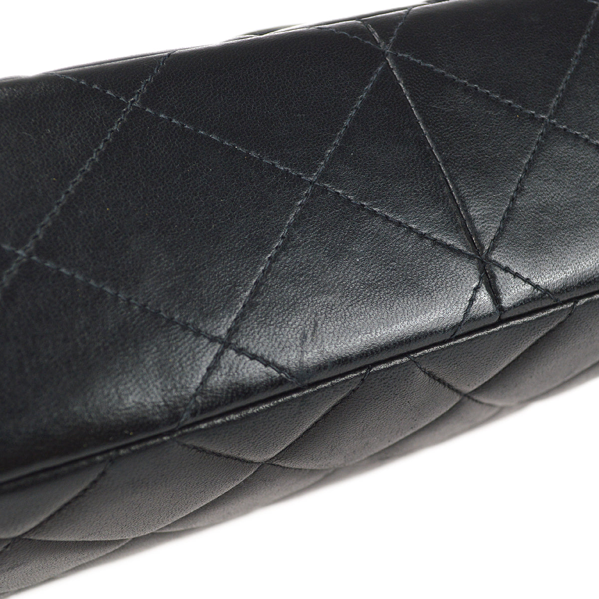 CHANEL Classic Flap Double Chain Shoulder Bag Black Lambskin 68886