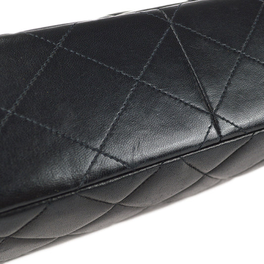 CHANEL Classic Flap Double Chain Shoulder Bag Black Lambskin 68886