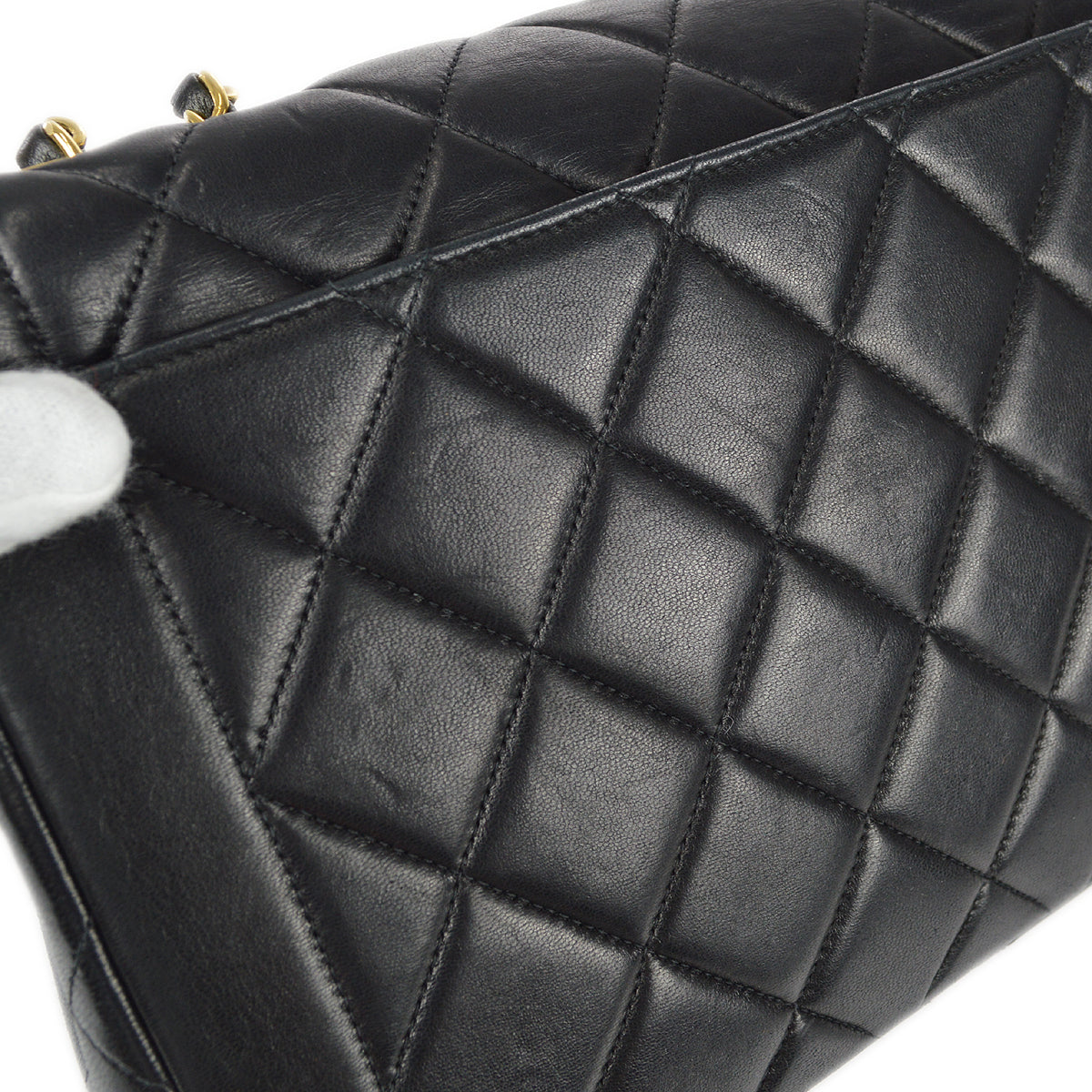 CHANEL Classic Flap Double Chain Shoulder Bag Black Lambskin 68886
