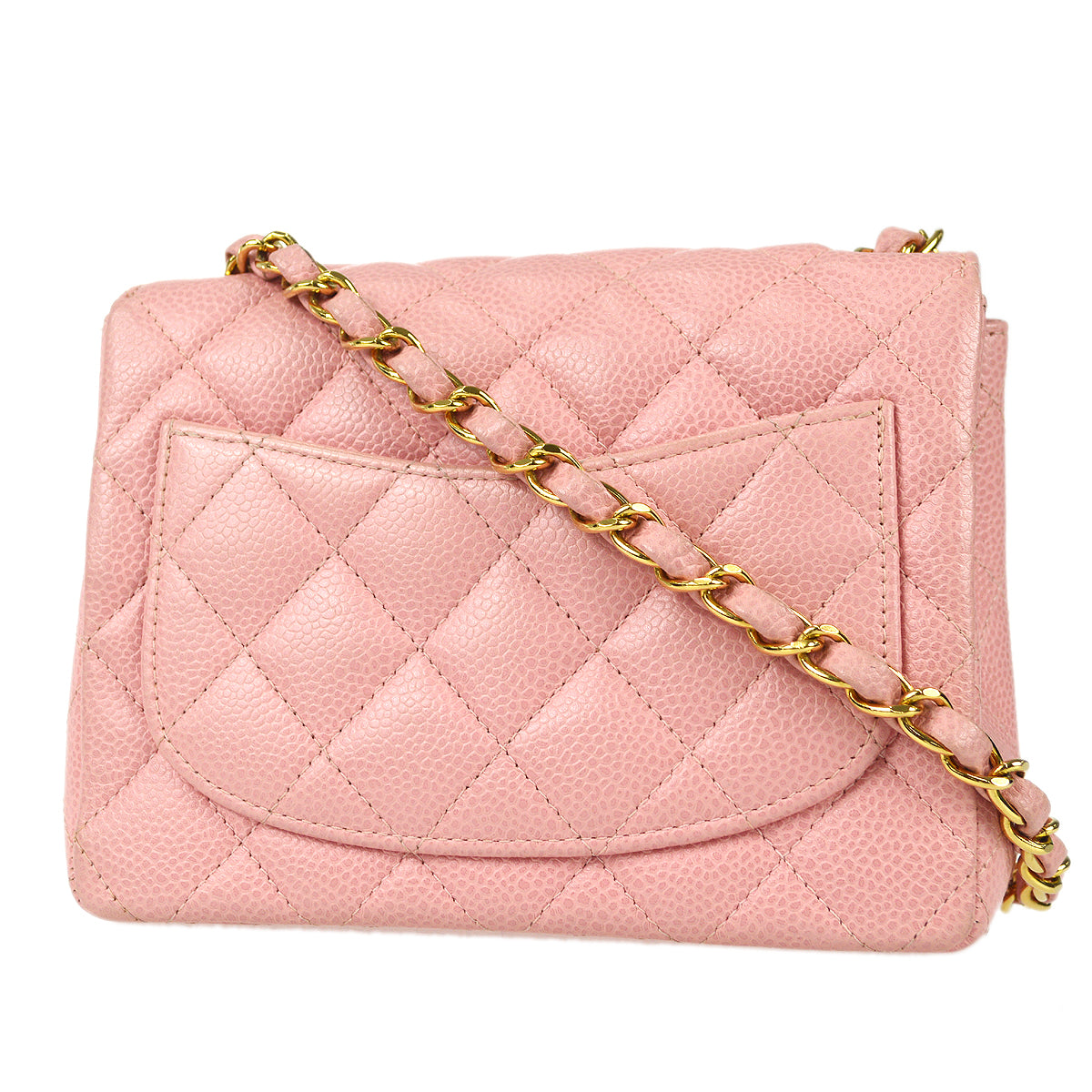 CHANEL Classic Flap Mini Square Chain Shoulder Bag Pink Caviar 78549