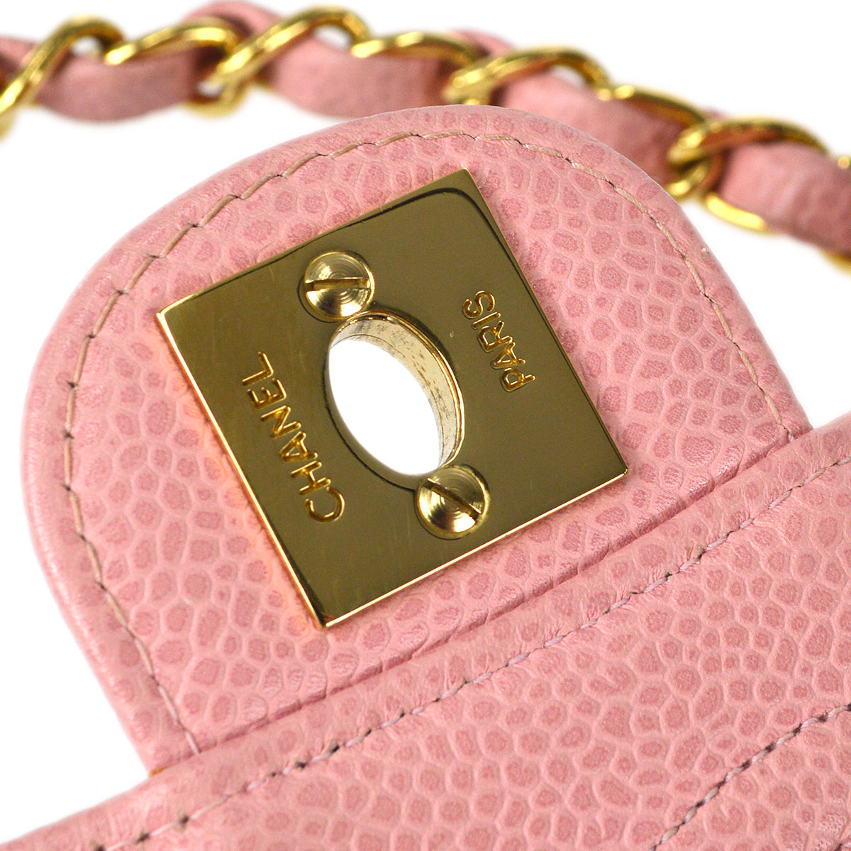 CHANEL Classic Flap Mini Square Chain Shoulder Bag Pink Caviar 78549
