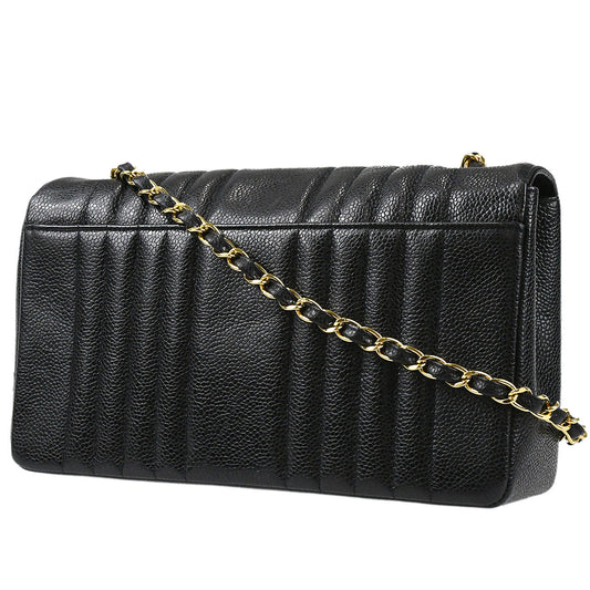 CHANEL Classic Flap Mademoiselle Chain Shoulder Bag Black Caviar 78719