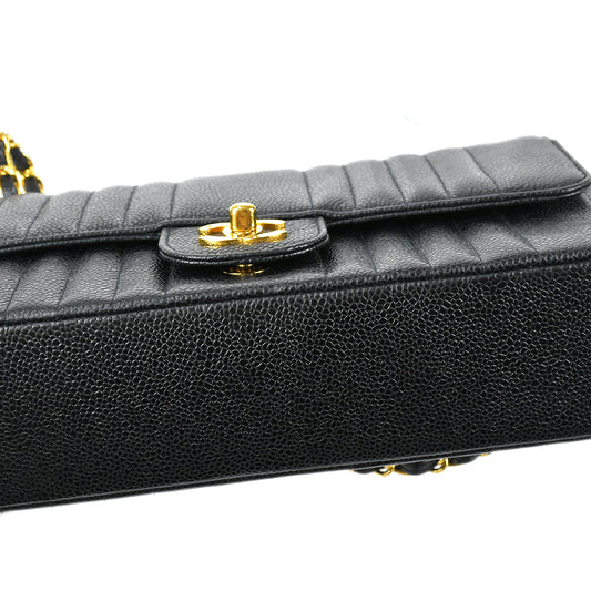 CHANEL Classic Flap Mademoiselle Chain Shoulder Bag Black Caviar 78719