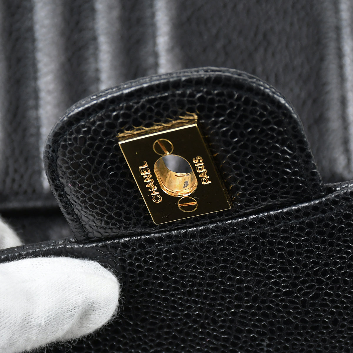 CHANEL Classic Flap Mademoiselle Chain Shoulder Bag Black Caviar 78719