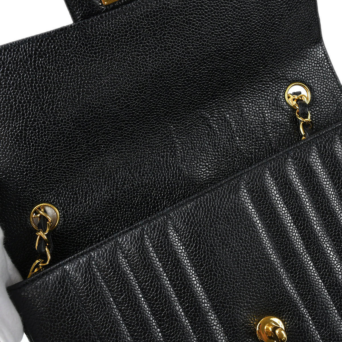 CHANEL Classic Flap Mademoiselle Chain Shoulder Bag Black Caviar 78719