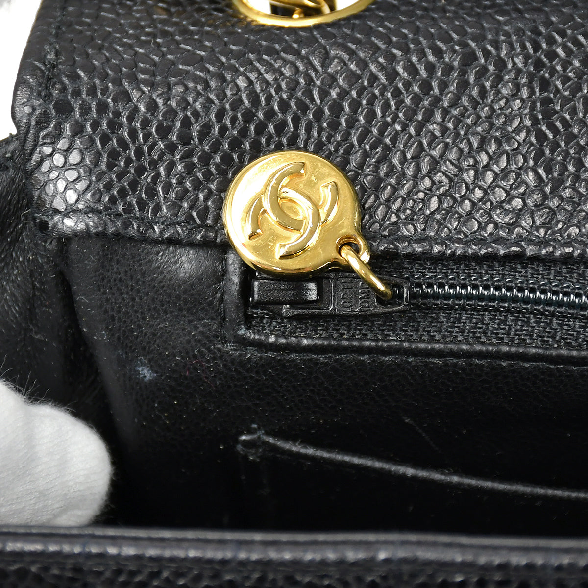 CHANEL Classic Flap Mademoiselle Chain Shoulder Bag Black Caviar 78719