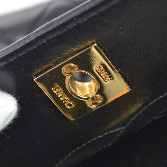CHANEL Full Flap Chain Shoulder Bag Black Lambskin 88131