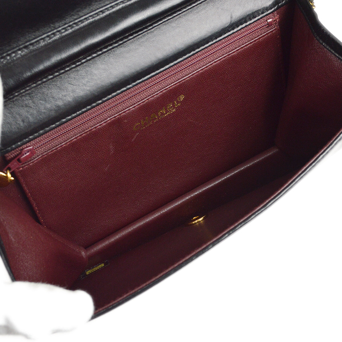 CHANEL Full Flap Chain Shoulder Bag Black Lambskin 88131