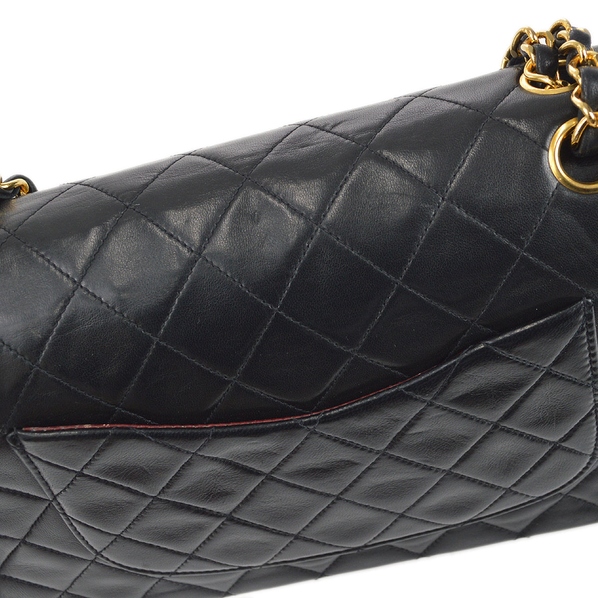 CHANEL Classic Double Flap Medium Shoulder Bag Black Lambskin 88132