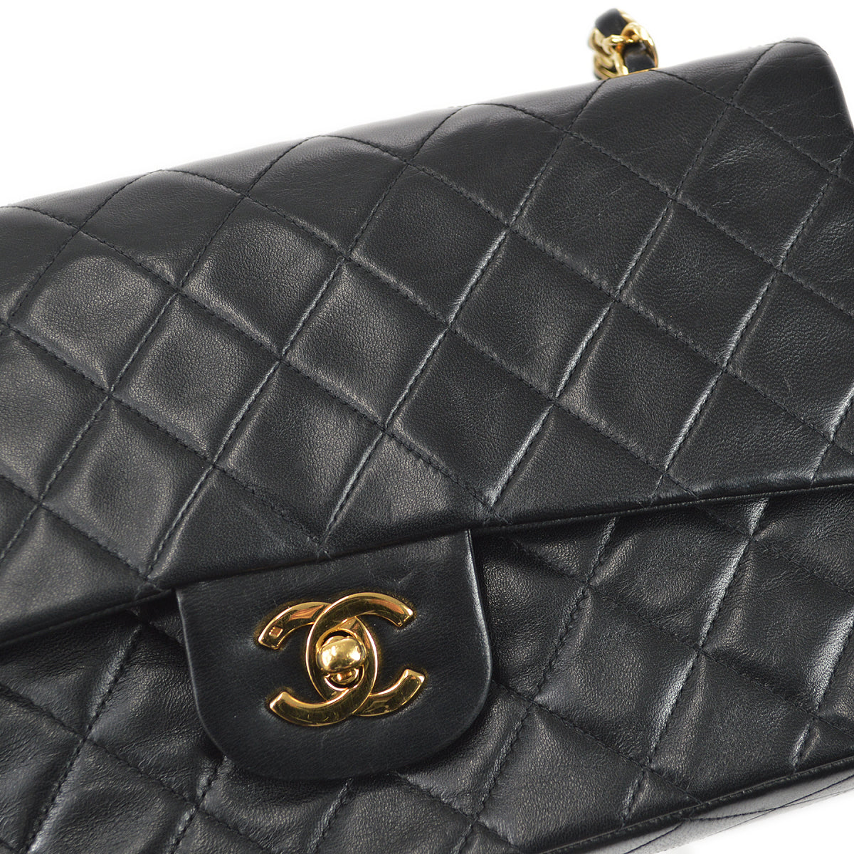 CHANEL Classic Double Flap Medium Shoulder Bag Black Lambskin 88132