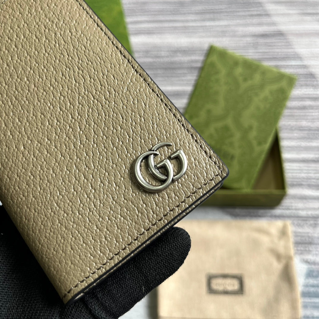 Luxury Gucci GG MARMONT 12 LONG WALLET IN MOCHA BROWN CALFSKIN