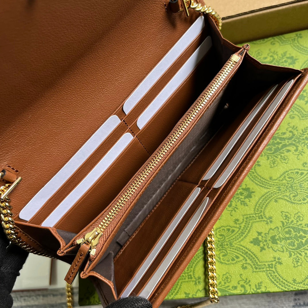 Luxury Gucci BLONDIE SHOULDER BAG 21 IN BRONZE BROWN CALFSKIN GOLD HARDWARE