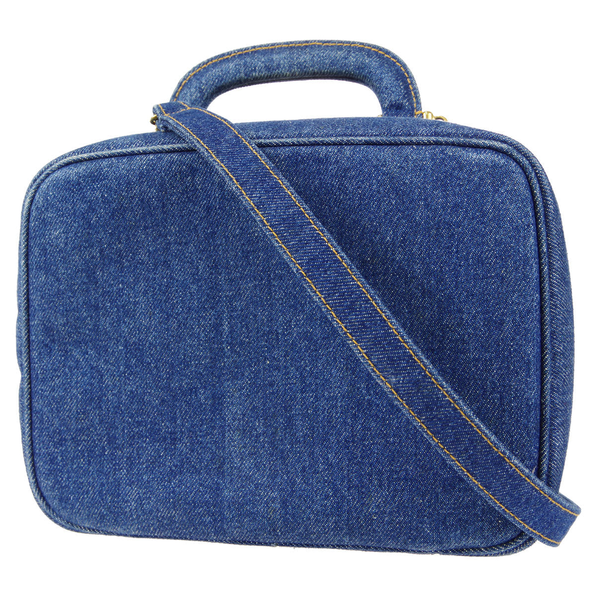 Luxury Chanel 2way Vanity Shoulder Handbag Indigo Denim 78728