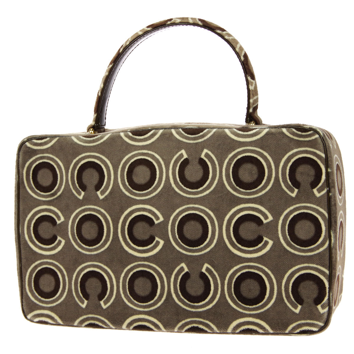 Luxury Chanel 2001 COCO Handbag Gray Velvet 98578