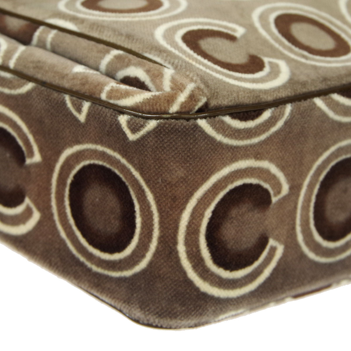 Luxury Chanel 2001 COCO Handbag Gray Velvet 98578