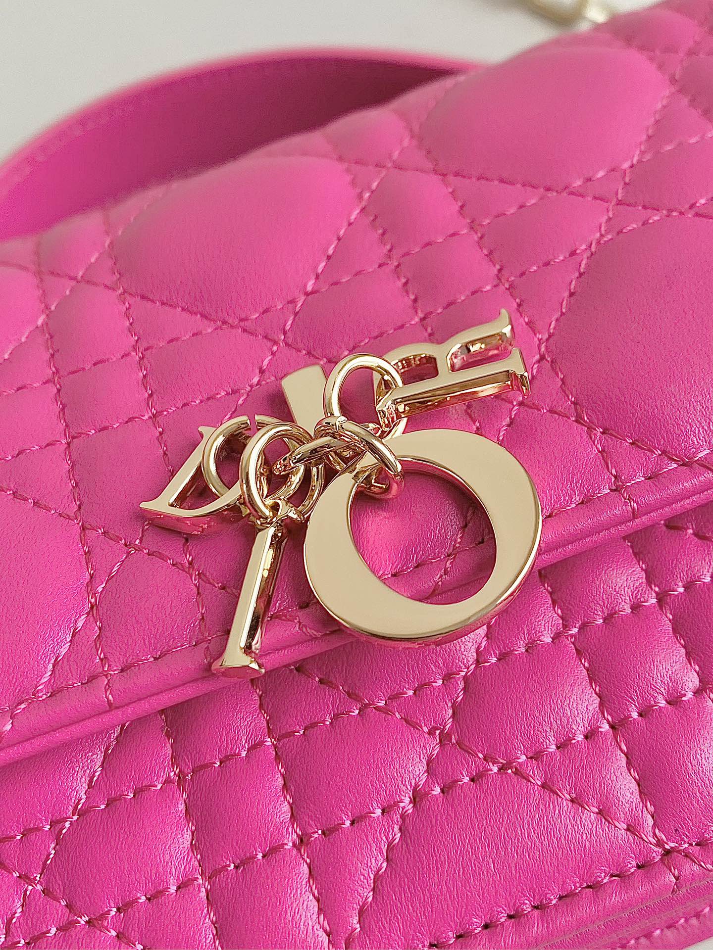 Luxury DiorMICRO LADY 12 BAG IN HOT PINK LAMBSKIN
