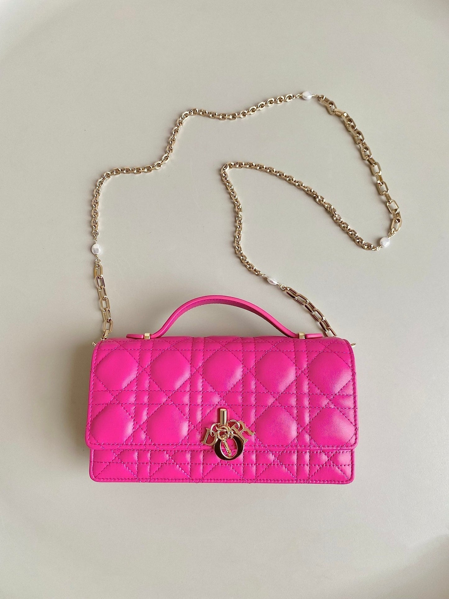 Luxury DiorMICRO LADY 12 BAG IN HOT PINK LAMBSKIN