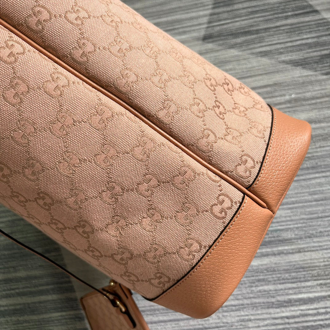 Luxury Gucci GG OPHIDIA LARGE 40 TOTE BAG IN LIGHT PINK CANVAS