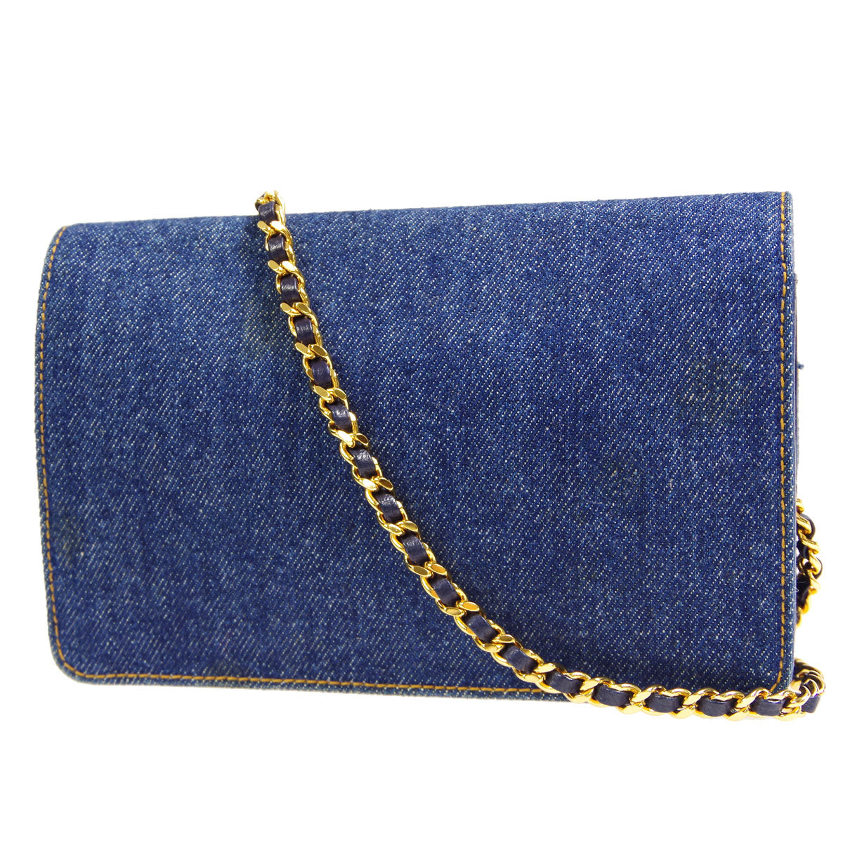 Luxury Chanel WOC Chain Shoulder Wallet Bag Indigo Denim 68157