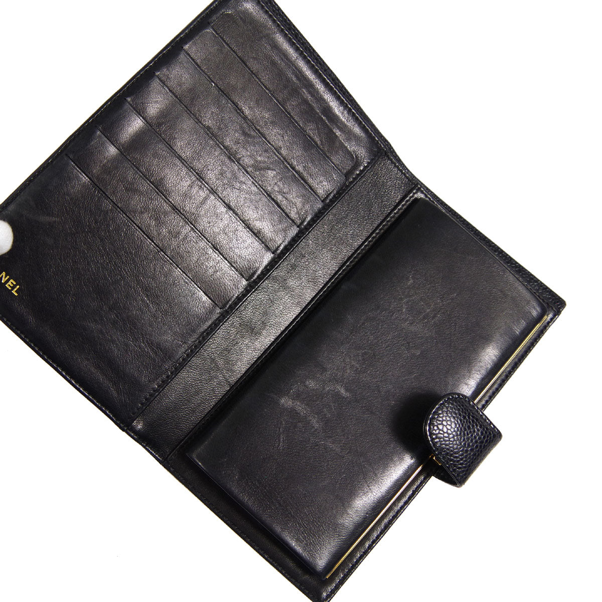 Luxury Chanel Long Bifold Wallet Black Caviar 78637