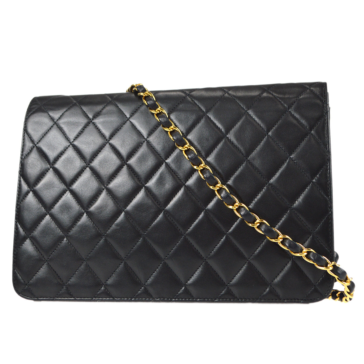 Luxury Chanel Single Chain Shoulder Bag Black Lambskin 66899