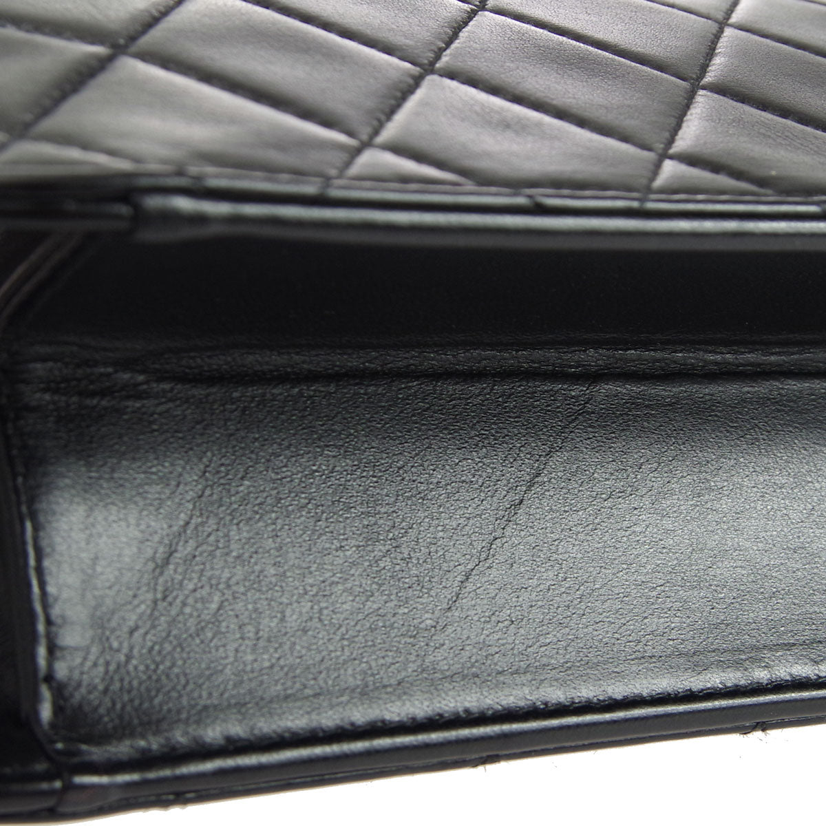 CHANEL Classic Flap Single Chain Shoulder Bag Black Lambskin 67723