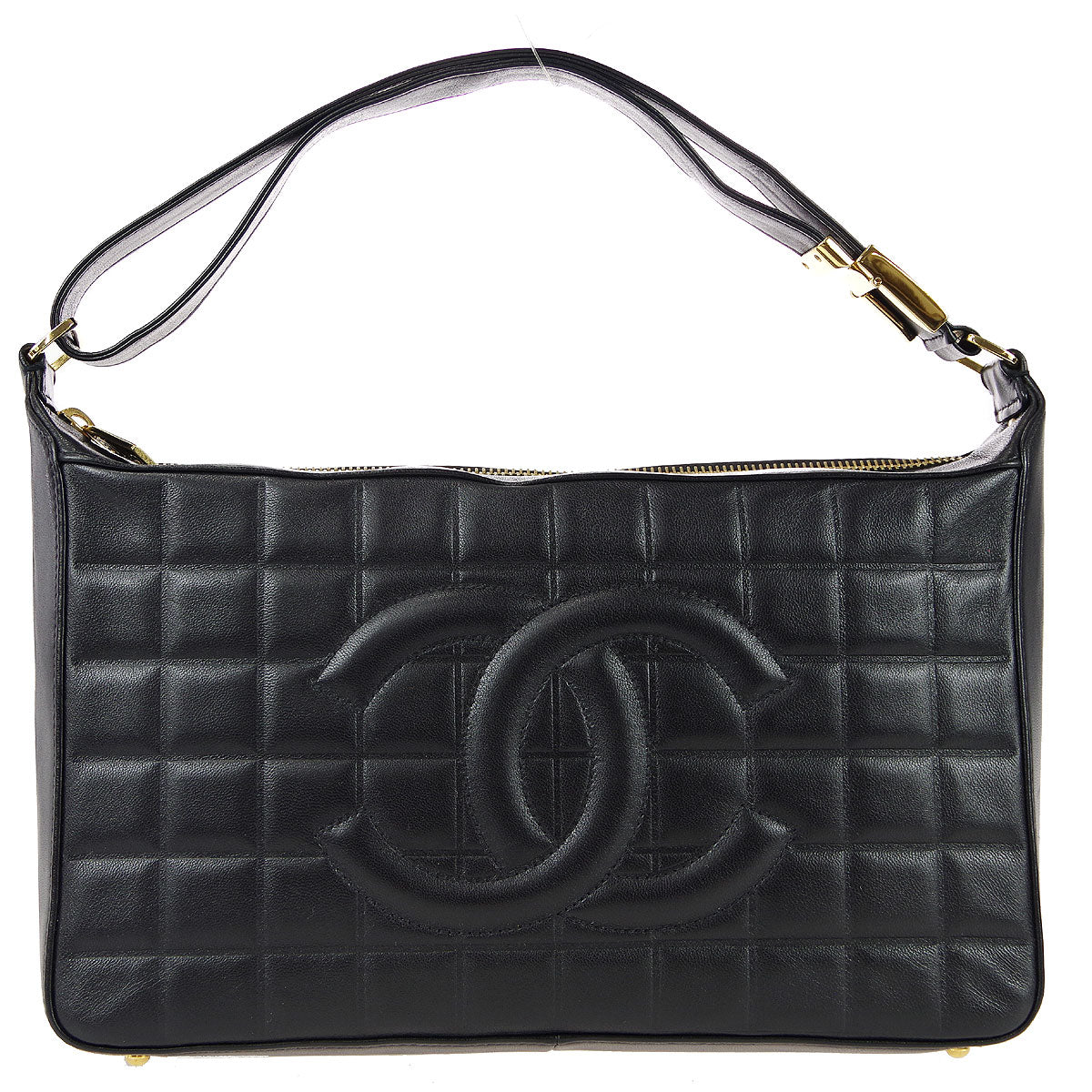 Luxury Chanel Choco Bar Shoulder Bag Black Lambskin 67732