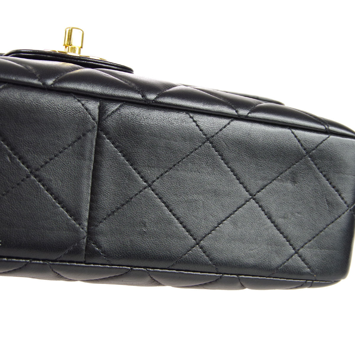 CHANEL Classic Flap Double Chain Shoulder Bag Black Lambskin 67933