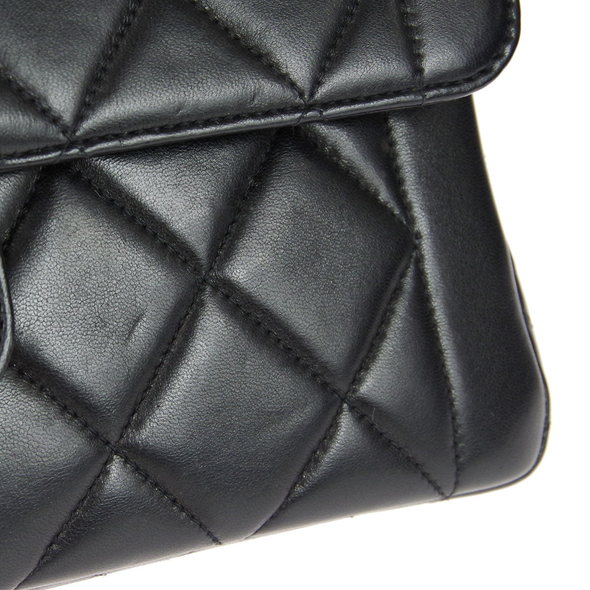 CHANEL Classic Flap Double Chain Shoulder Bag Black Lambskin 67933