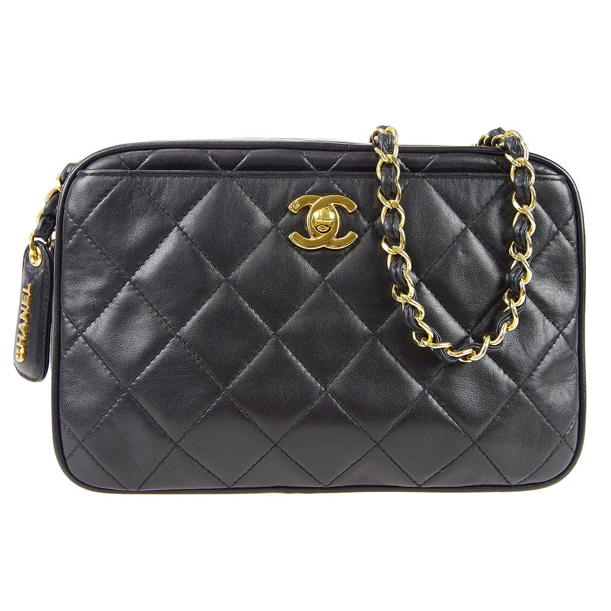 Luxury Chanel Chain Shoulder Bag Black Lambskin 68047