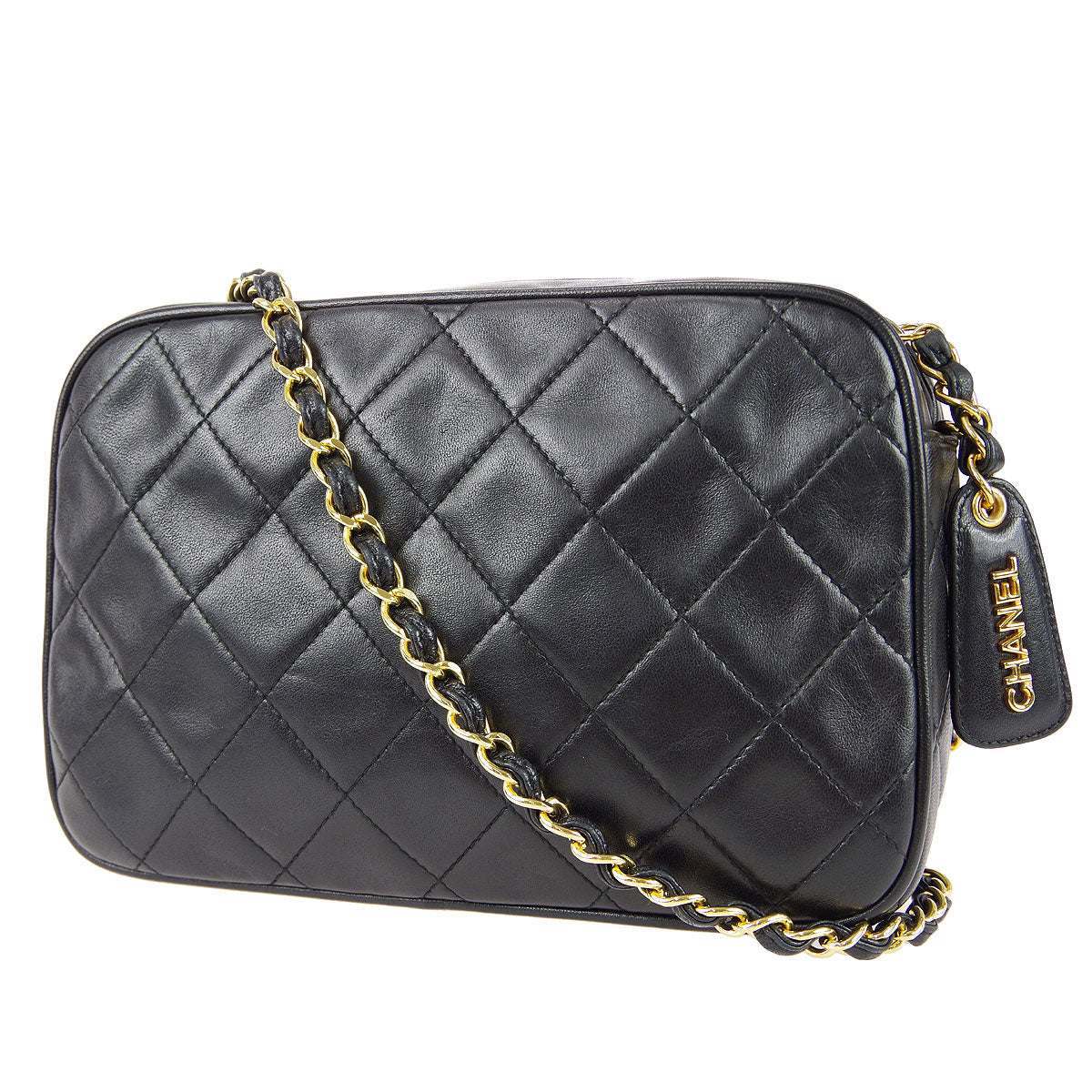 Luxury Chanel Chain Shoulder Bag Black Lambskin 68047